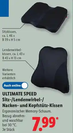 Lidl ULTIMATE SPEED Sitz-/Lendenwirbel-/ Nacken- und Kopfstütz-Kissen Angebot