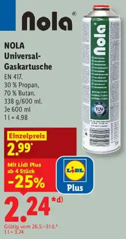 Lidl NOLA Universal Gaskartusche Angebot