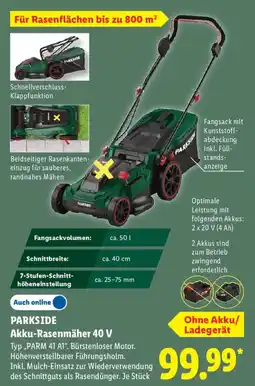 Lidl PARKSIDE Akku-Rasenmäher 40 V Angebot