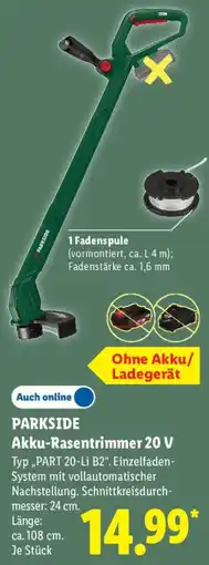 Lidl PARKSIDE Akku-Rasentrimmer 20 V Angebot