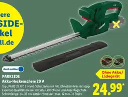 Lidl PARKSIDE Akku-Heckenschere 20 V Angebot
