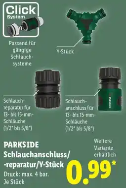 Lidl PARKSIDE Schlauchanschluss/ -reparatur/Y-Stück Angebot