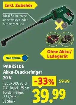 Lidl PARKSIDE Akku-Druckreiniger 20 V Angebot