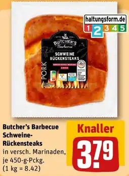 REWE Butcher's Barbecue Schweine Rückensteaks Angebot