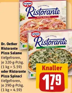 REWE Dr. Oetker Ristorante Pizza Salame oder Ristorante Pizza Spinaci Angebot