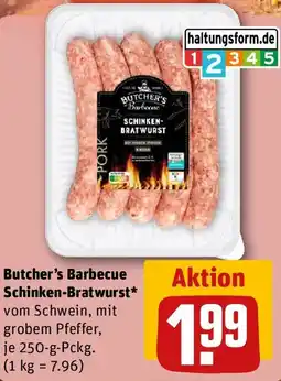 REWE Butcher's Barbecue Schinken-Bratwurst Angebot