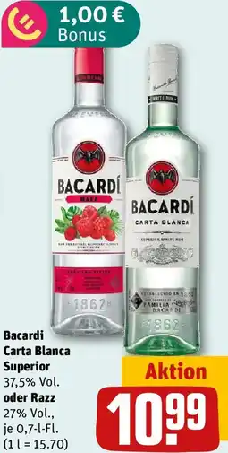 REWE Bacardi Carta Blanca Superior oder Razz Angebot