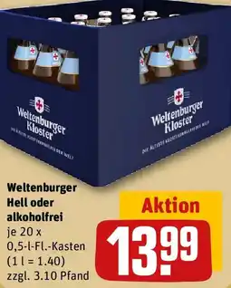 REWE Weltenburger Hell oder alkoholfrei Angebot