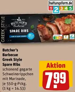 REWE Butcher's Barbecue Greek Style Spare Ribs Angebot
