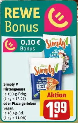 REWE Simply V Hirtengenuss oder Pizza gerieben Angebot