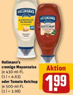 REWE Hellmann's cremige Mayonnaise oder Tomato Ketchup Angebot