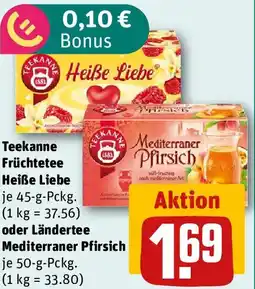 REWE Teekanne Früchtetee Heiße Liebe oder Ländertee Mediterraner Pfirsich Angebot