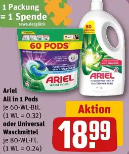 REWE Ariel All in 1 Pods oder Universal Waschmittel Angebot