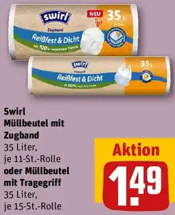 REWE Swirl Müllbeutel mit Zugband oder Müllbeutel mit Tragegriff Angebot