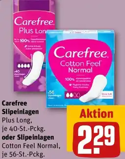 REWE Carefree Slipeinlagen Plus Long oder Slipeinlagen Cotton Feel Normal Angebot