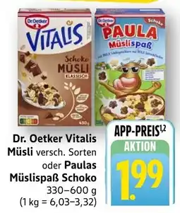 SBK Dr. Oetker Vitalis Müsli oder Paulas Müslispaẞ Schoko Angebot