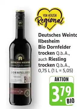SBK Deutsches Weintor Ilbesheim Bio Dornfelder trocken auch Riesling trocken Angebot