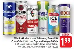 SBK Wodka Gorbatschow & Lemon, Barcadi & Coca-Cola oder Captain Morgan & Cola Angebot