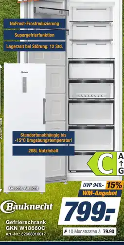 Expert Technomarkt Bauknecht Gefrierschrank GKN W18660C Angebot