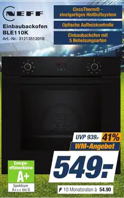 Expert Technomarkt NEFF Einbaubackofen BLE110K Angebot