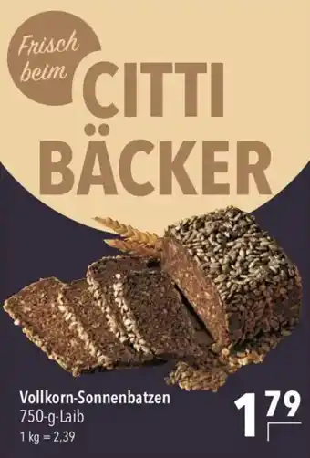 CITTI Markt Vollkorn-Sonnenbatzen Angebot