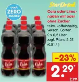 Netto Marken-Discount StarDrink Cola oder Limonaden mit oder ohne Zucker Angebot