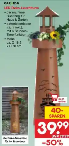 Netto Marken-Discount GAR IDA LED Deko-Leuchtturm Angebot