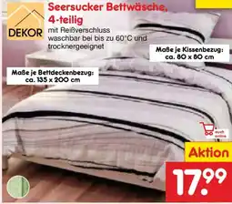 Netto Marken-Discount DEKOR Seersucker Bettwäsche, 4-teilig Angebot