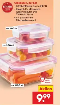 Netto Marken-Discount KITCHEN Club Glasdosen, 3er Set Angebot