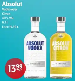CENTERSHOP Absolut Vodka oder Citron Angebot