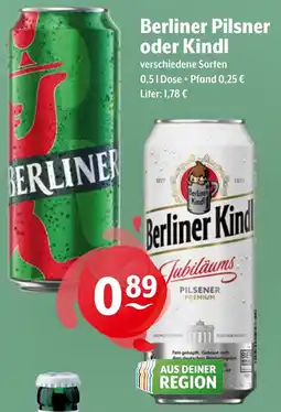 CENTERSHOP Berliner Pilsner oder Kindl Angebot