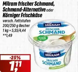 Simmel Milram frischer Schmand, Schmand-Alternative oder Körniger Frischkäse Angebot