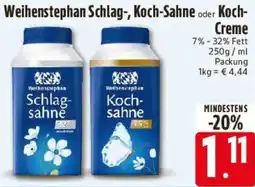 Edeka Weihenstephan Schlag-, Koch-Sahne oder Koch Creme Angebot