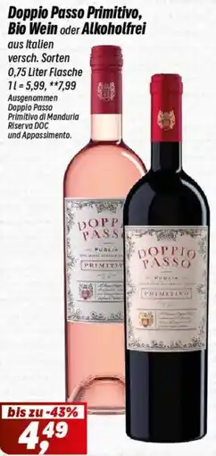 Simmel Doppio Passo Primitivo, Bio Wein oder Alkoholfrei Angebot
