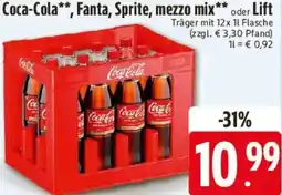 E-Center Coca-Cola, Fanta, Sprite, mezzo mix oder Lift Angebot