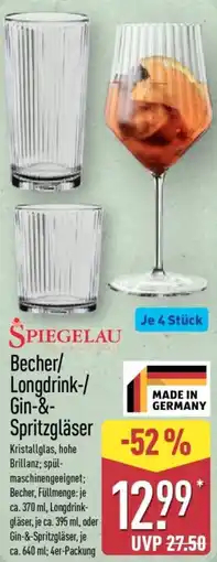 Aldi Nord SPIEGELAU Becher/ Longdrink-/ Gin-& Spritzgläser Angebot