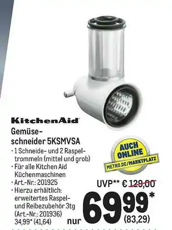 METRO Kitchenaid Gemüseschneider 5ksmvsa Angebot