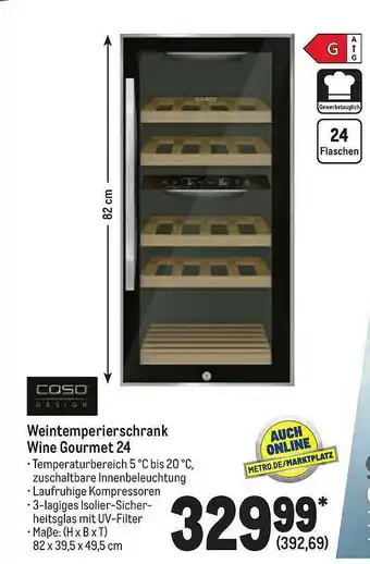 METRO Caso Weintemperierschrank Wine Gourmet 24 Angebot