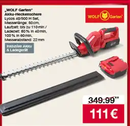 Woolworth Wolf garten akku-heckenschere lycos 40/600 h set Angebot
