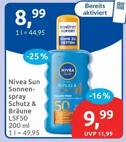 Budni Nivea sun sonnenspray schutz & bräune lsf50 Angebot
