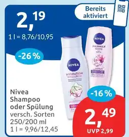 Budni Nivea shampoo oder spülung Angebot