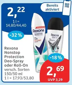 Budni Rexona nonstop protection deo-spray oder roll-on Angebot