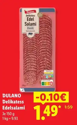 Lidl Dulano delikatess edelsalami klassik Angebot