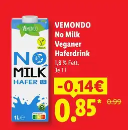 Lidl Vemondo no milk veganer haferdrink Angebot