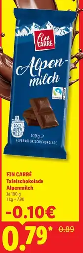 Lidl FIN CARRÉ Tafelschokolade Alpenmilch Angebot
