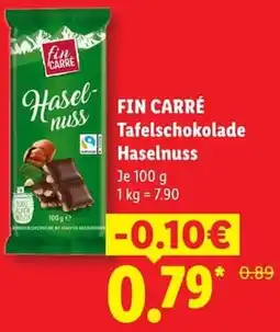Lidl FIN CARRÉ Tafelschokolade Haselnuss Angebot