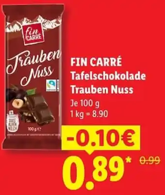 FIN CARRÉ Tafelschokolade Trauben Nuss