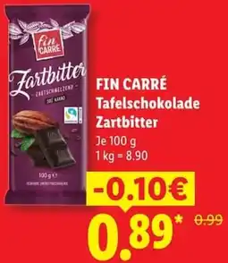 Lidl FIN CARRÉ Tafelschokolade Zartbitter Angebot
