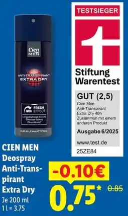 Lidl CIEN MEN Deospray Anti Transpirant Extra Dry Angebot