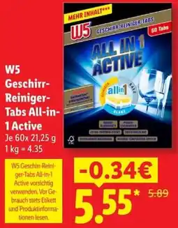 Lidl W5 Geschirr Reiniger Tabs All-in-1 Active Angebot